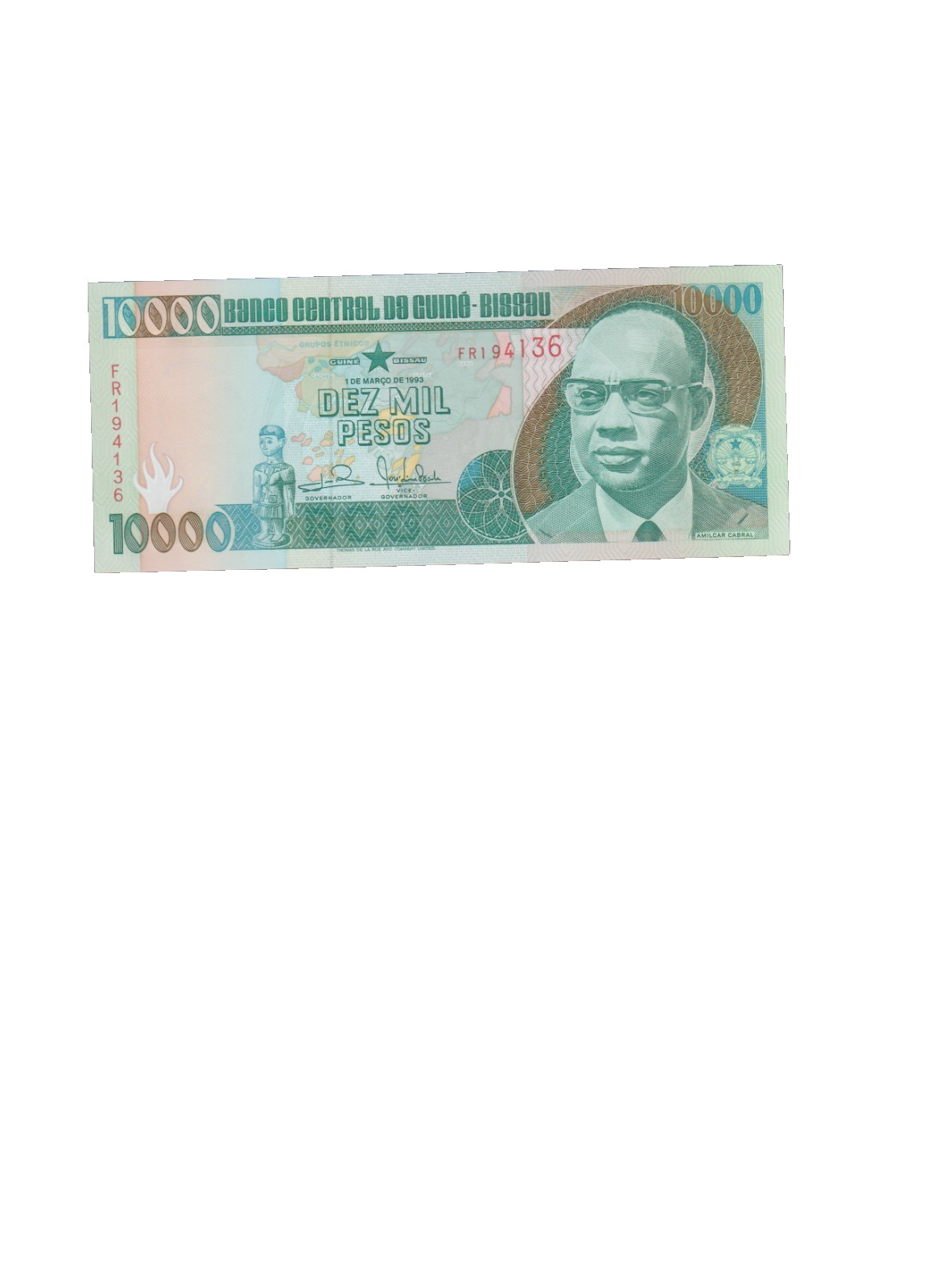 GUINEA-BISSAU 1993 10000 PESOS BANKNOTE P15b UNCIRCULATED