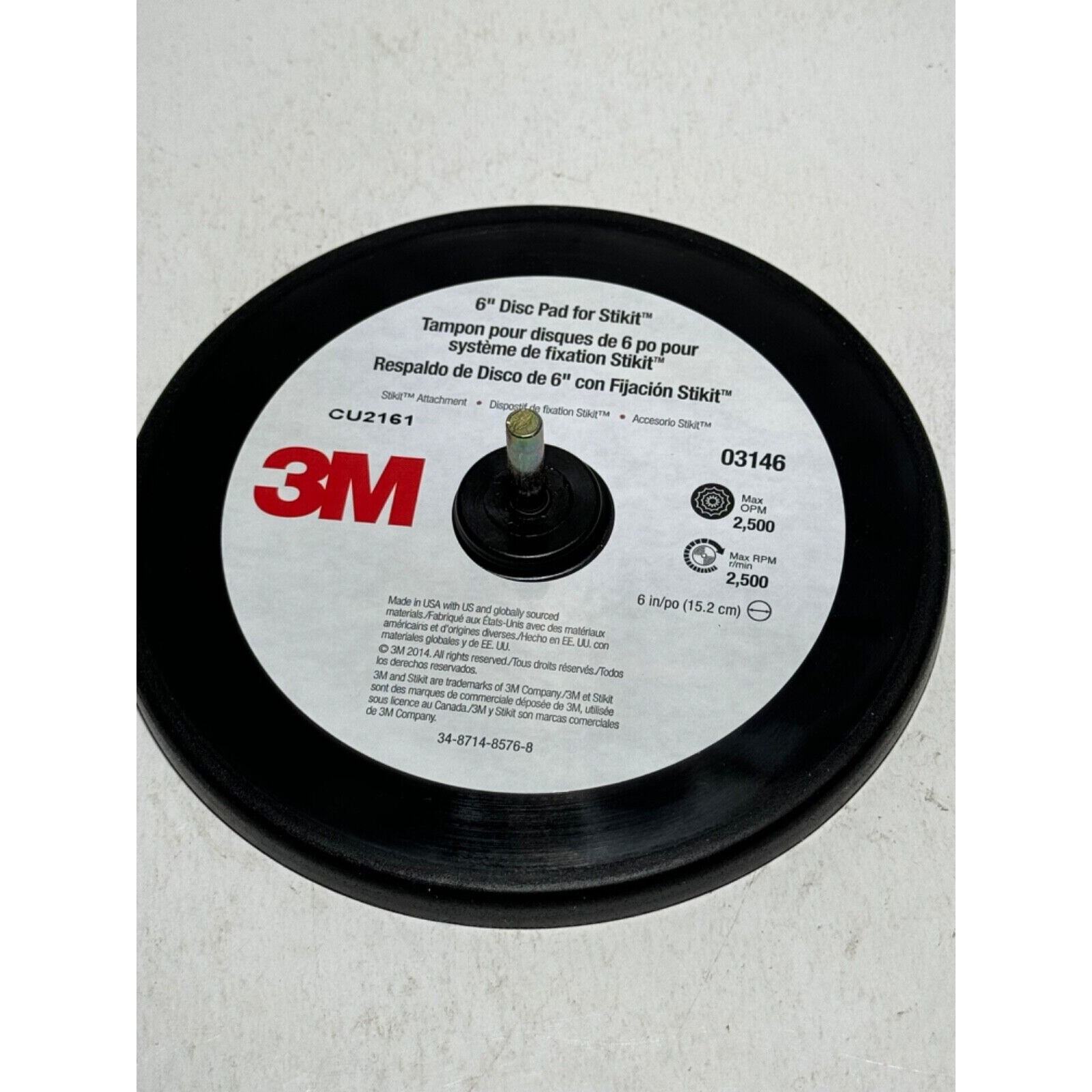 3M AUTO Advanced 6" 15 cm DISC PAD for STIKIT Sanding Pad 03146 Drill