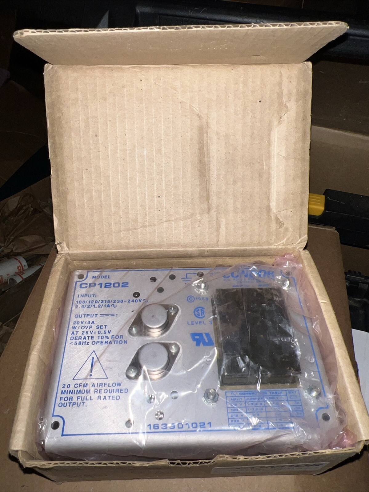 Condor DC Power Supply CP1202 20VDC 4A Out 120/240V In Brand New