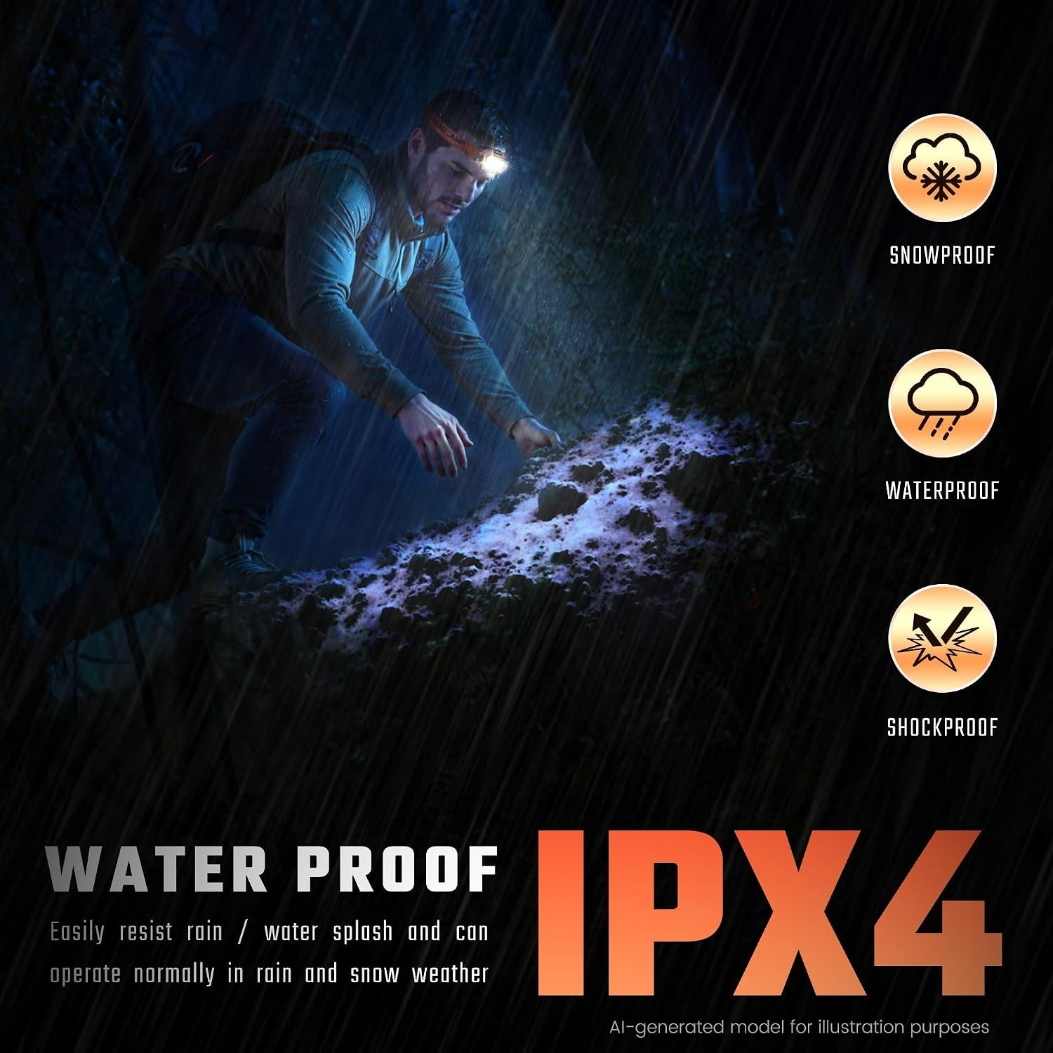 High Lumens USB Rechargeable Headlamp with Motion Sensor - Waterproof Dual Light