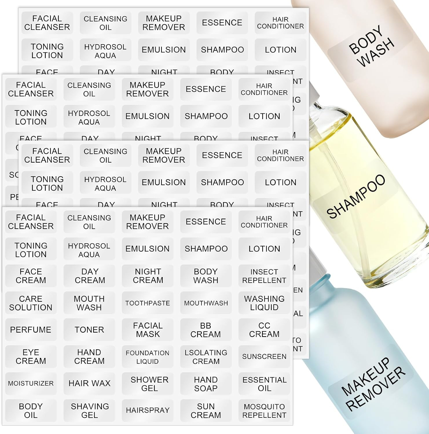 Waterproof Travel Toiletry Labels 160 PCS Clear Labels for Travel Size Bottles