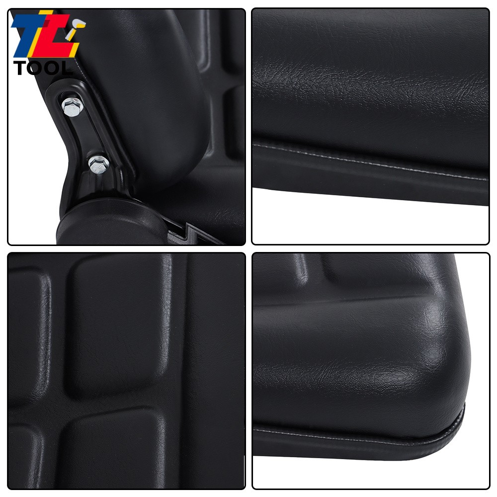 Universal Fold Down Forklift Seat with Adjustable Angle Backrest 0-90° Black