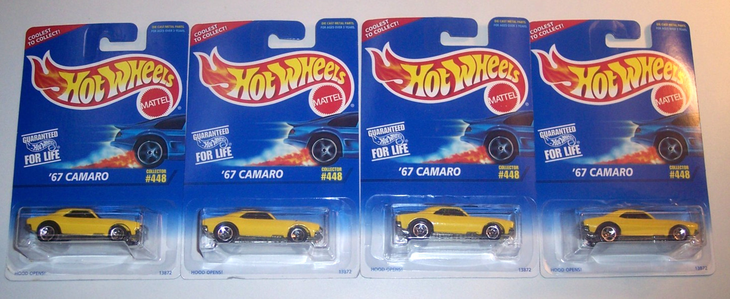 Lot of 4 Hot wheels 67 Camaro #448 Yellow AS SHOWN JE2L2