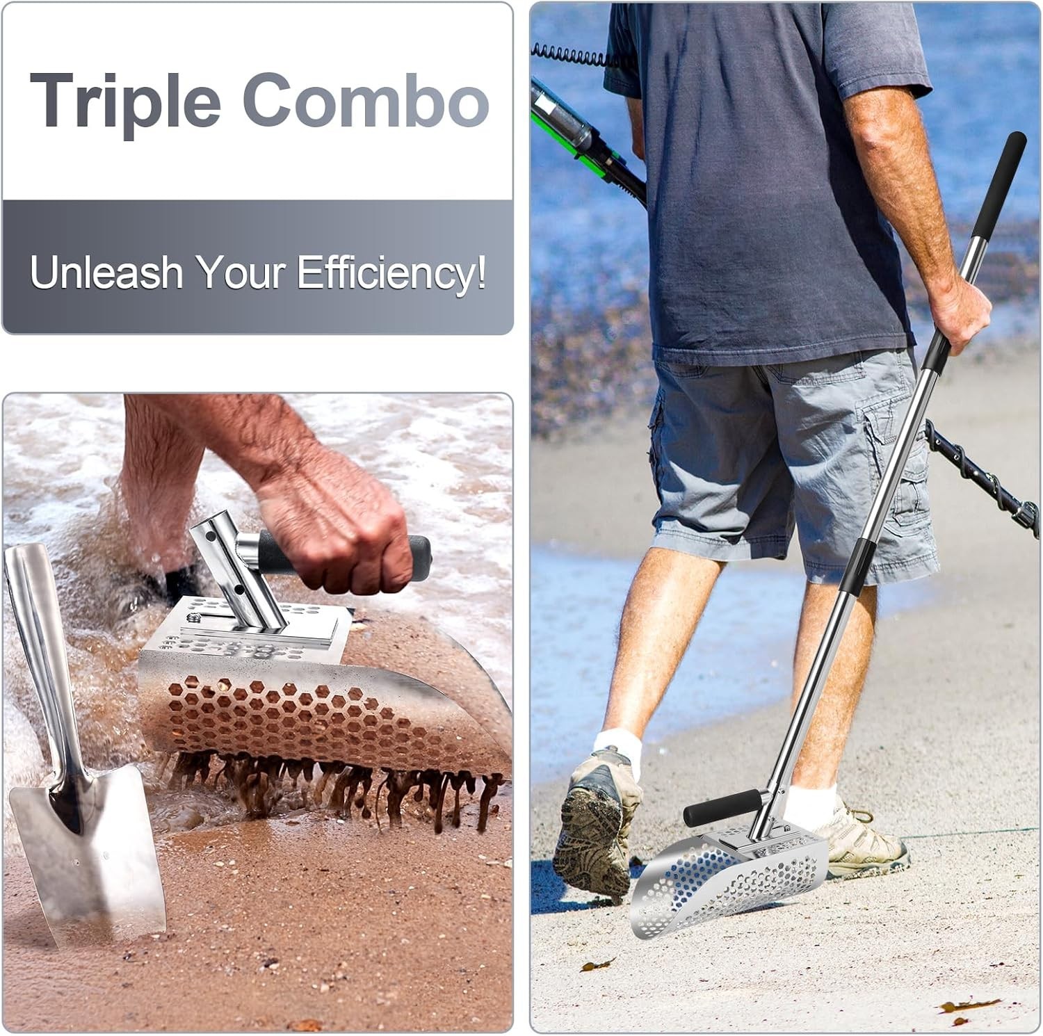Durable Sand Sifter Shovel for Quick Underwater Treasure Hunting - 2-in-1 Design