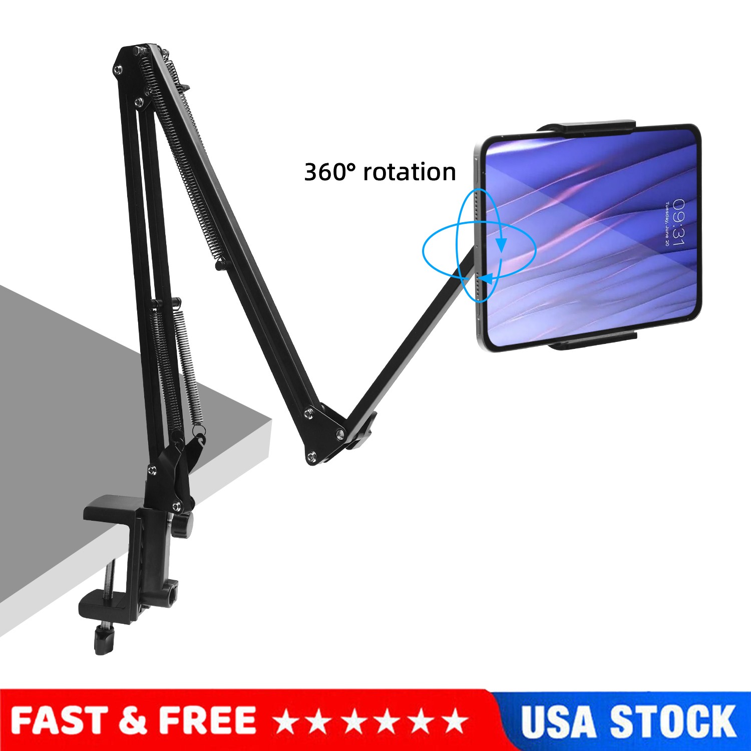 Extendable Mobile Phone Tablet Holder Metal Bracket for Desk Cantilever Stand