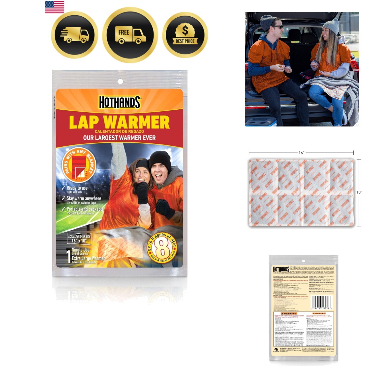Lap Warmer, Largest Warmer 16" X 10" - Up to 8 Hours of Long Lasting Heat - 1...