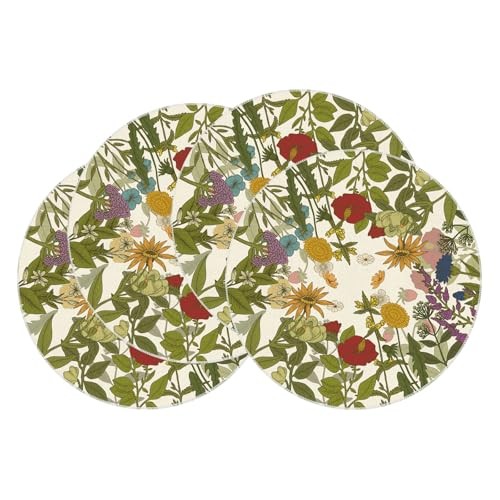 Daisy Grass Flowers Round Placemats Set of 4 Summer Set of 4 (14x14 Inch)