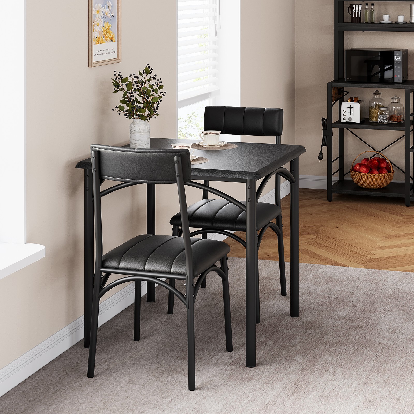 Dining Table Set Kitchen Dining Table Set for 2 W/Upholstered Chairs Apartment