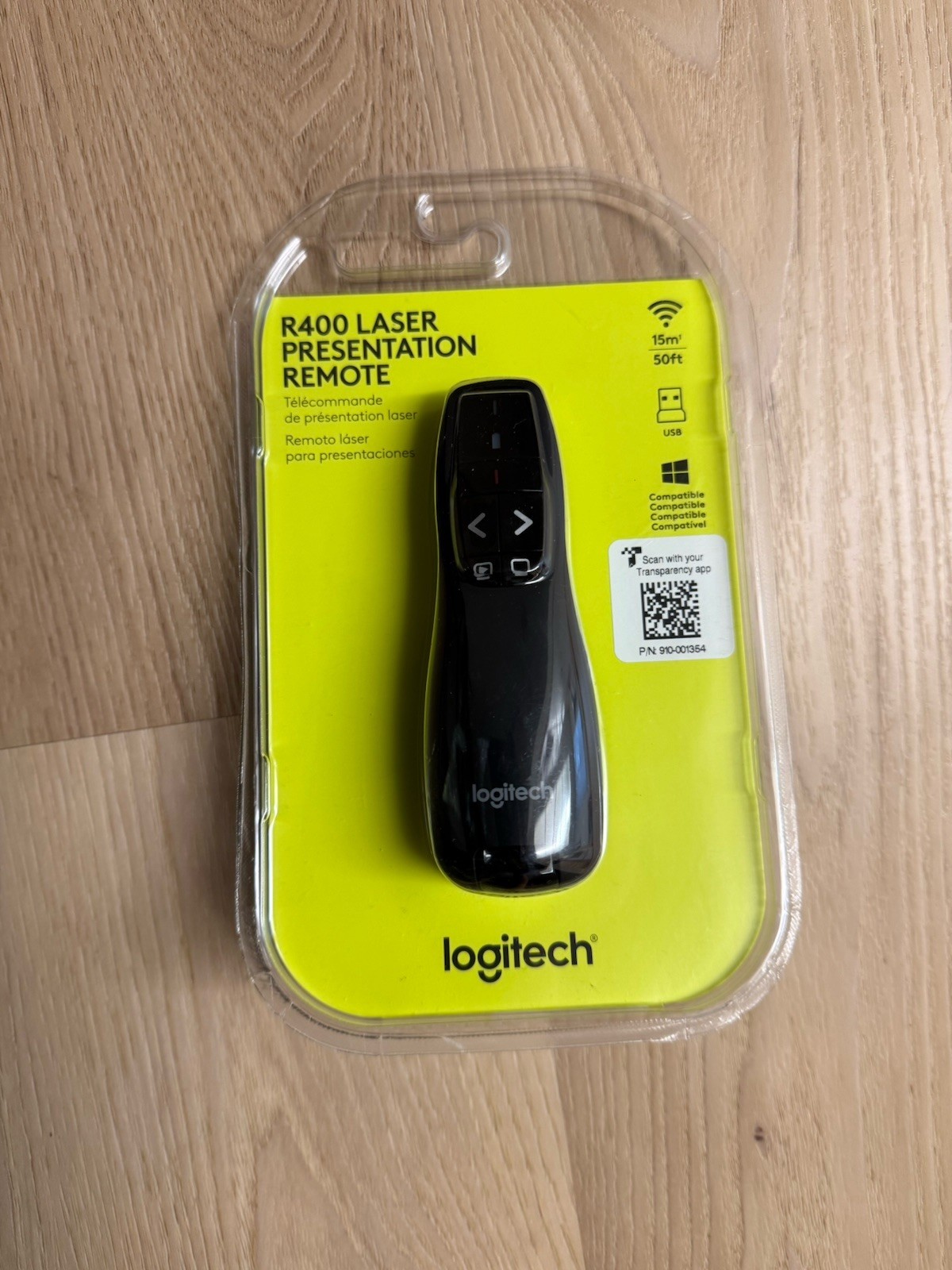 Logitech R400 Wireless Laser Presentation Pointer Remote, Black, 10m+ Range