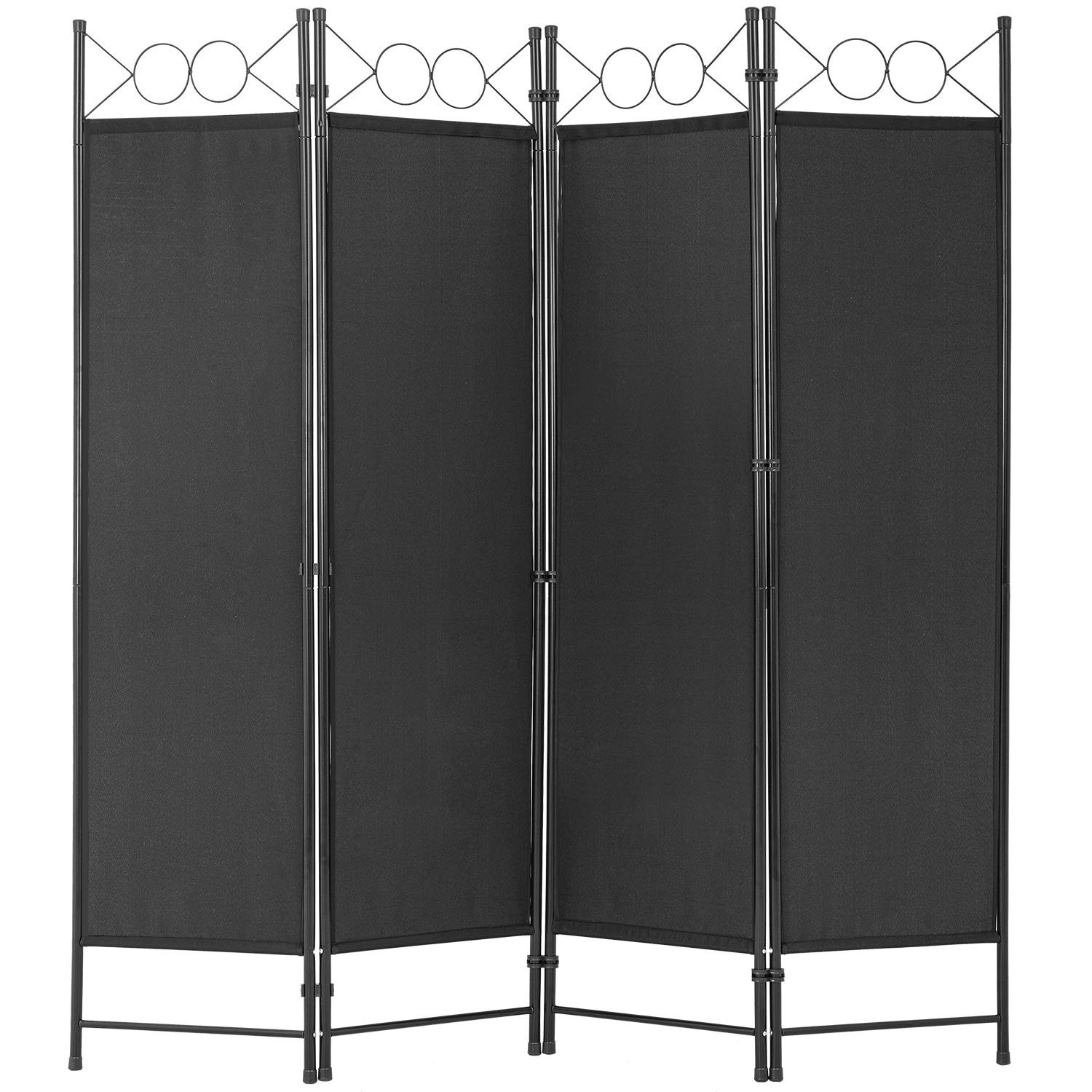 4 Panel Room Divider 6.8FT Steel Frame Screen Folding Privacy Freestanding