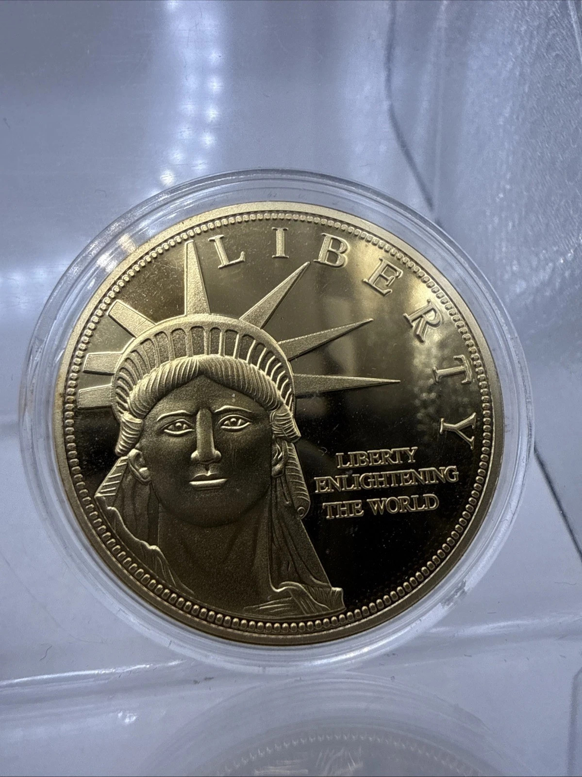 American Mint Statue of Liberty Enlightening the World 24K Gold Layered Coin