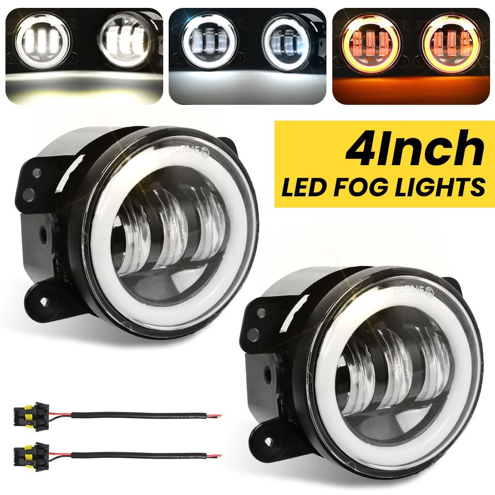 4Inch Pair Bumper LED Fog Lights Fit For Wrangler unlimited JK 4 Door 2007~2015