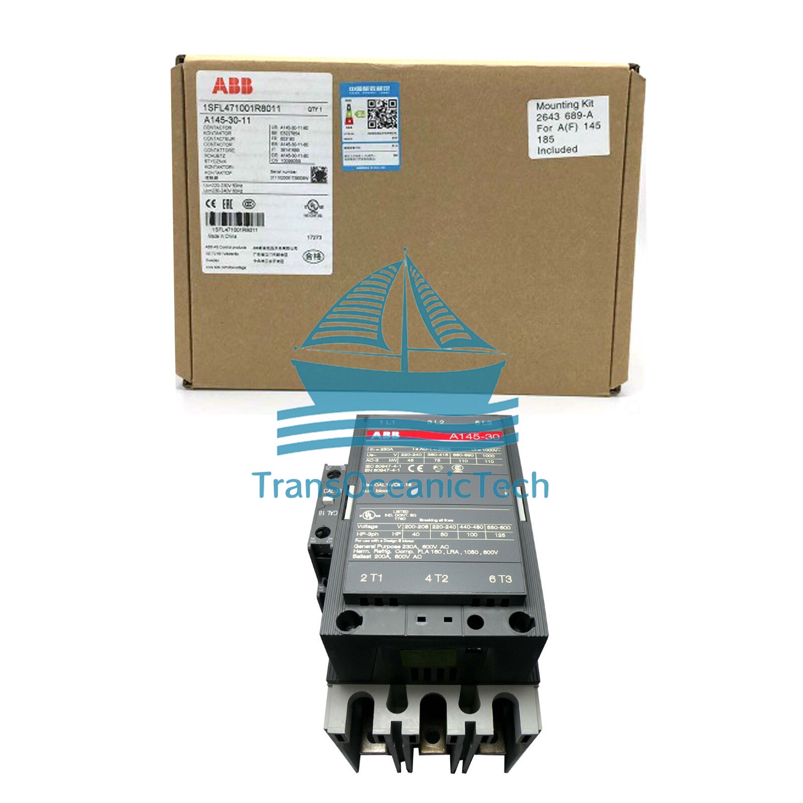 New In Box ABB A145-30-11 220VAC A1453011220VAC Contactor Fast delivery