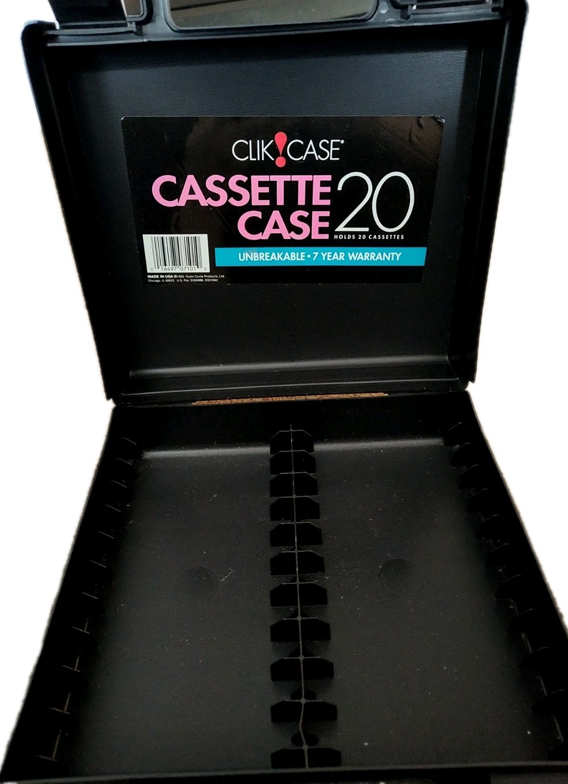 Vintage Clik! Case Plastic Cassette Storage Blac Carrying Case With 20 Slots