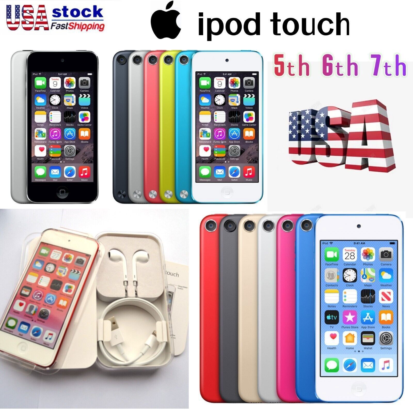Apple iPod touch 5th 6th 7th Gen 16/32/64/128/256GB (Sealed )-WARRANTY lot