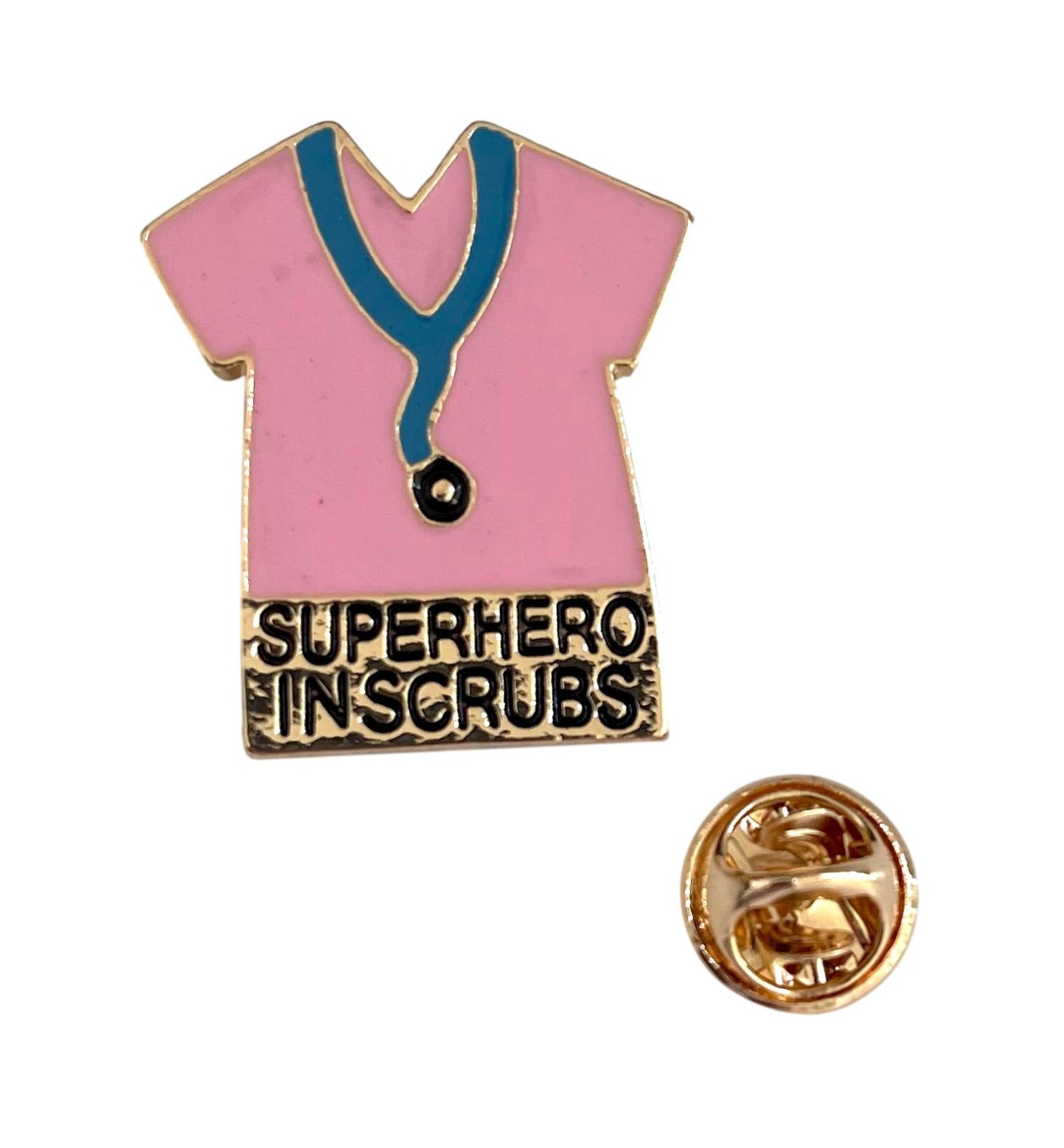 Superhero in Scrubs Pink Lapel Pin Nurse Doctor Medical Appreciation Pin