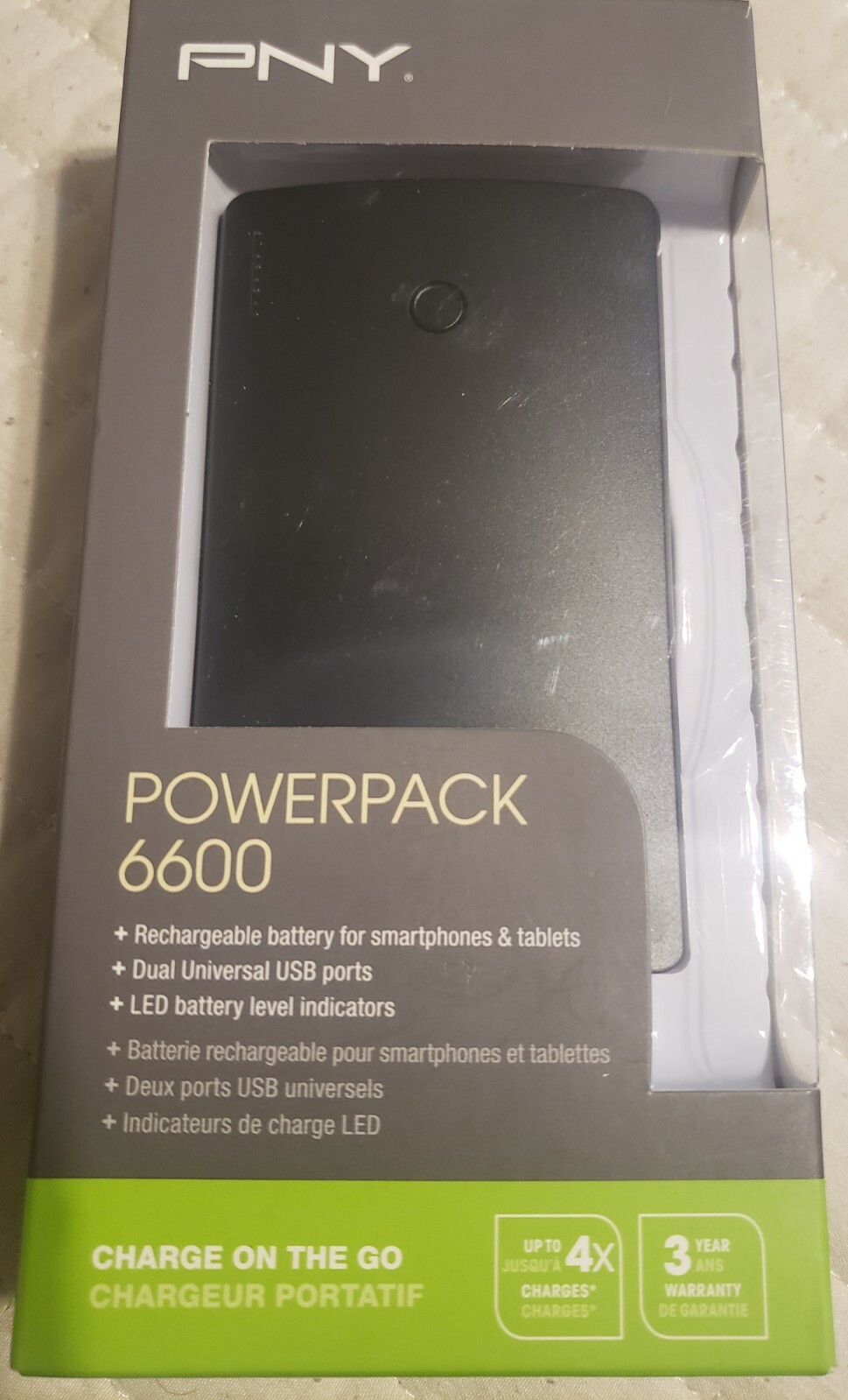 PNY T6600 6600mAh 2.4 Amp PowerPack - Portable Rechargeable Battery Bank Pack