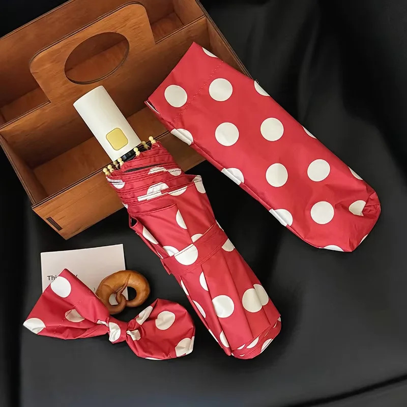 Automatic multi-functional large wave dot pattern parasol Instagram-style retro