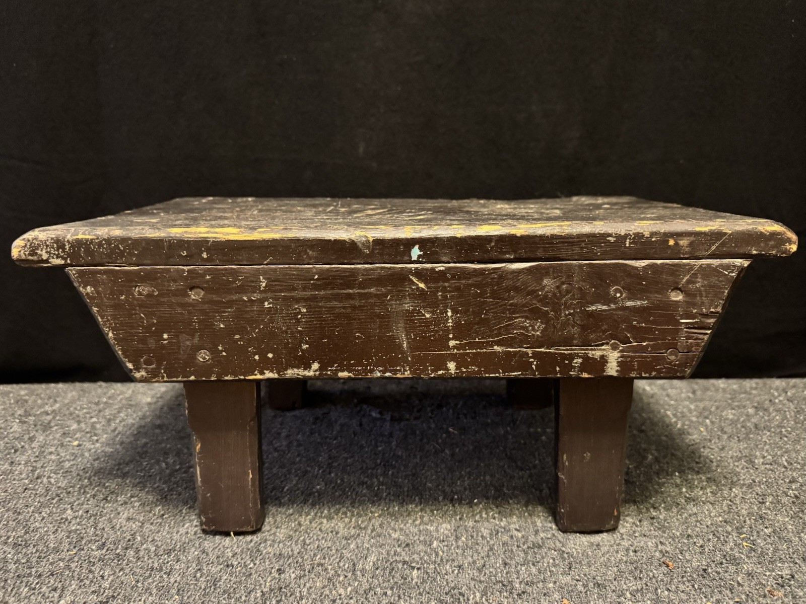 Vintage Primitive Wooden Step Stool Foot Stool Black