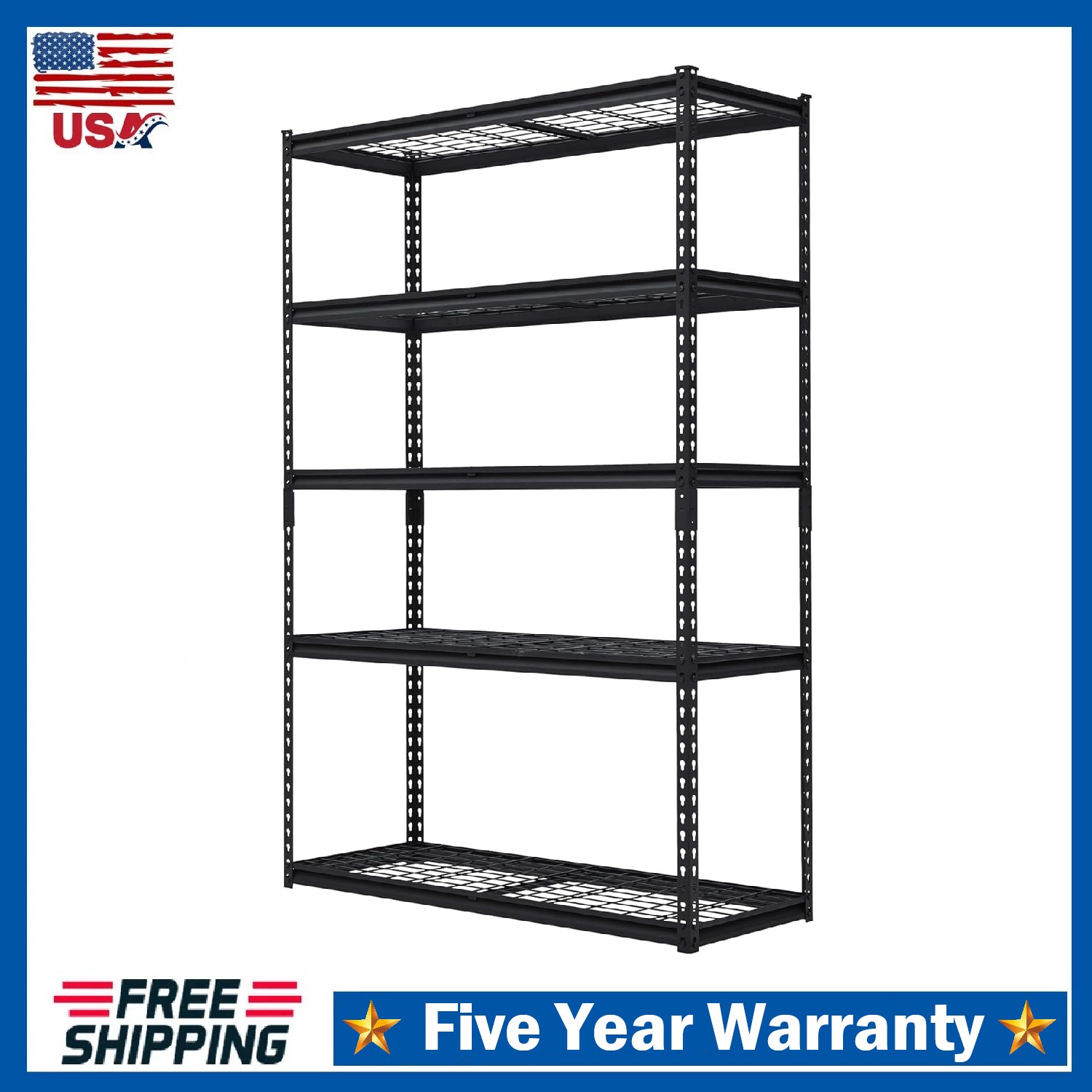 5-Tier Heavy Duty Storage Shelving Unit ,Garage Metal Wire Rack Adjustable Shelf
