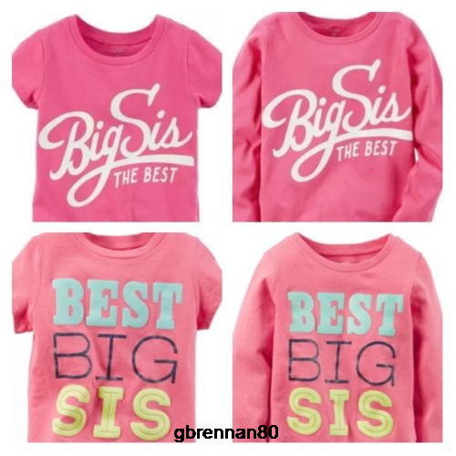 ~NEW~ "BIG SISTER" Girls Shirts 2T 3T 4T 5T 4 5 6 7 8 Gift! Announcement Carters