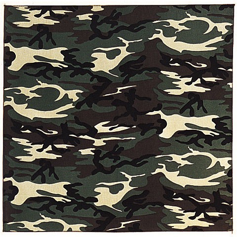 Carolina Manuf Woodland Camouflage Cotton Bandanas - Durable, Stylish, 22