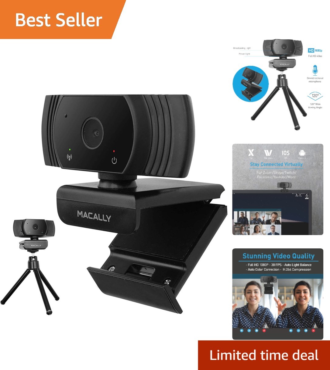 Crystal Clear 1080P Webcam - Built-in Microphone & Easy USB Setup for Zoom Calls