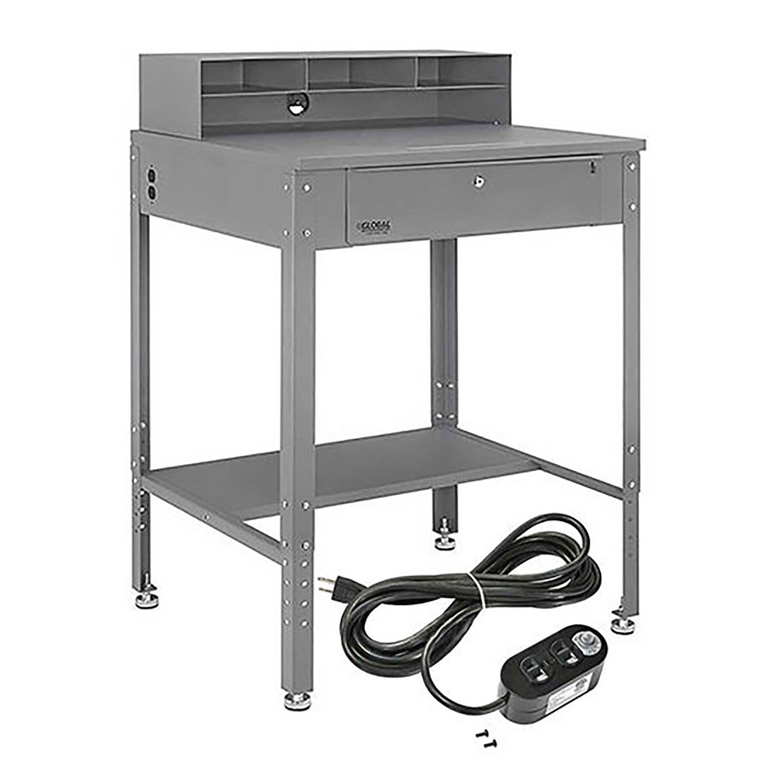 Flat Top Shop Desk w Pigeonhole Compartments  Electrical Outlets 34-1/2"W x 30"D