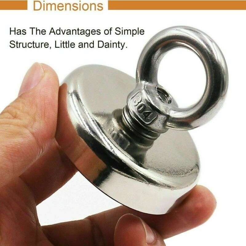 400LBS Neodymium Fishing Magnet Pulling Force Super Strong Round Rare Earth Hook