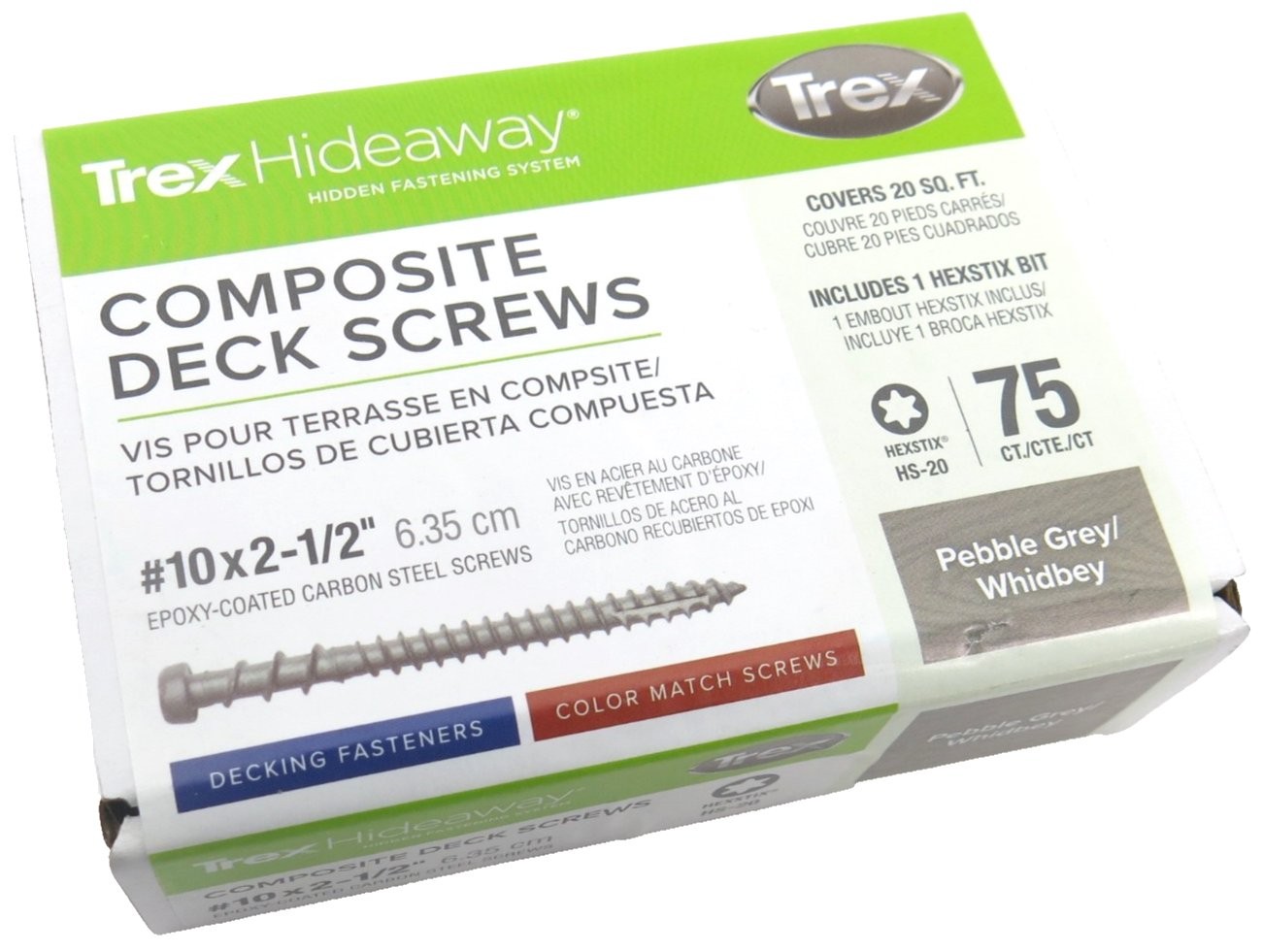 Trex Hideaway Composite Deck Screws Pebble Gray 10x2-1/2 75 Count