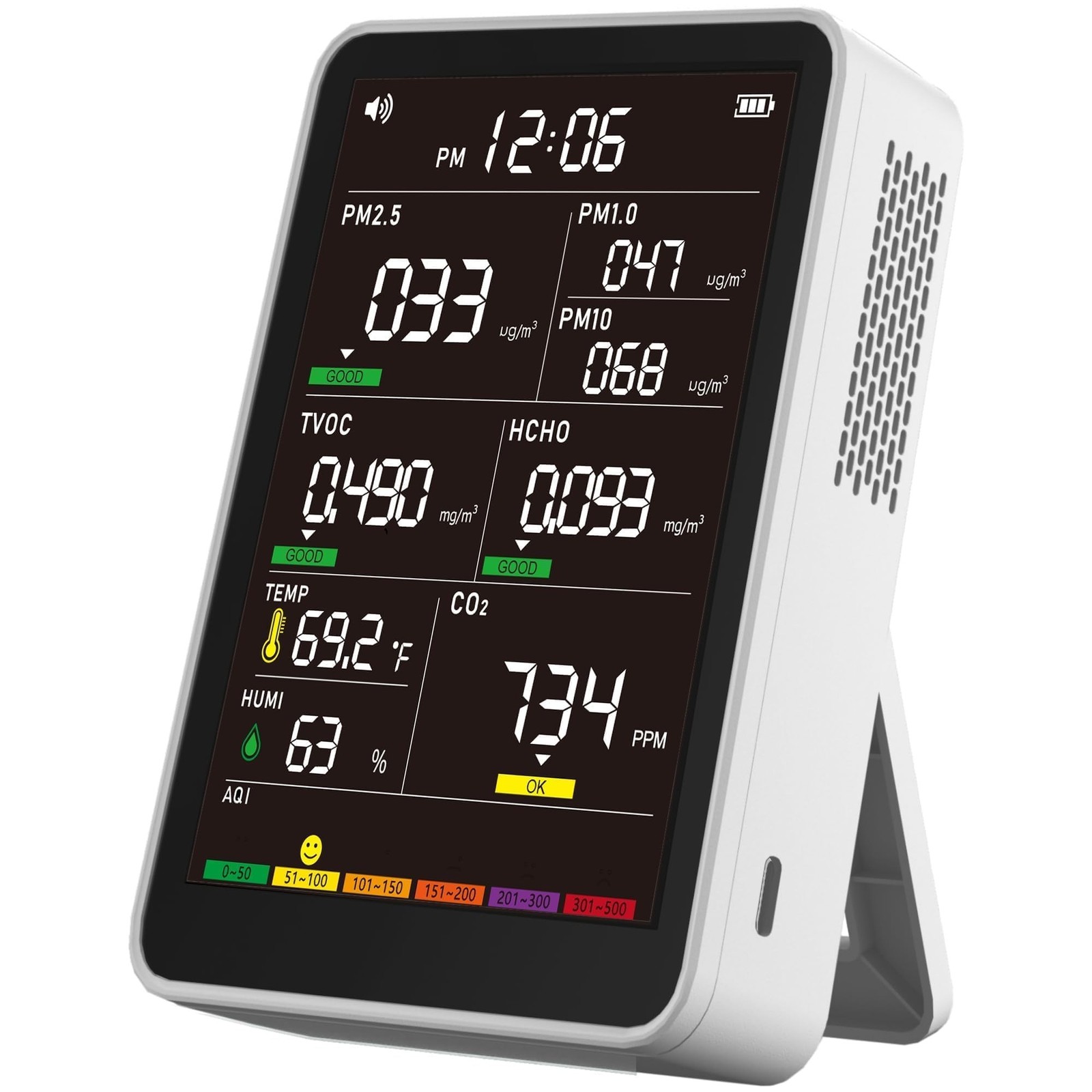 16-in-1 Indoor Air Quality Monitor, High-Precision Multi-Parameter Smart Air ...
