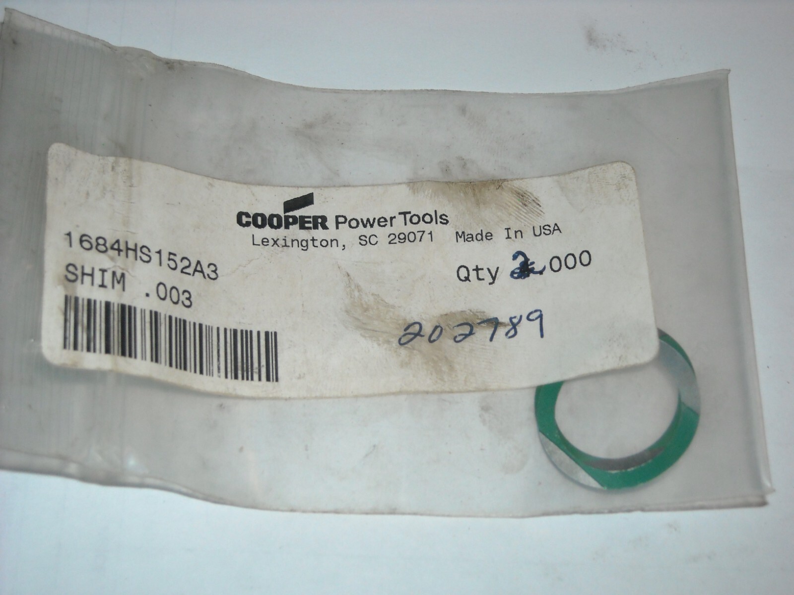 1684HS152A3, Shim 2pc, Gardner Denver, Cleco, Cooper Tools, New Old Stock