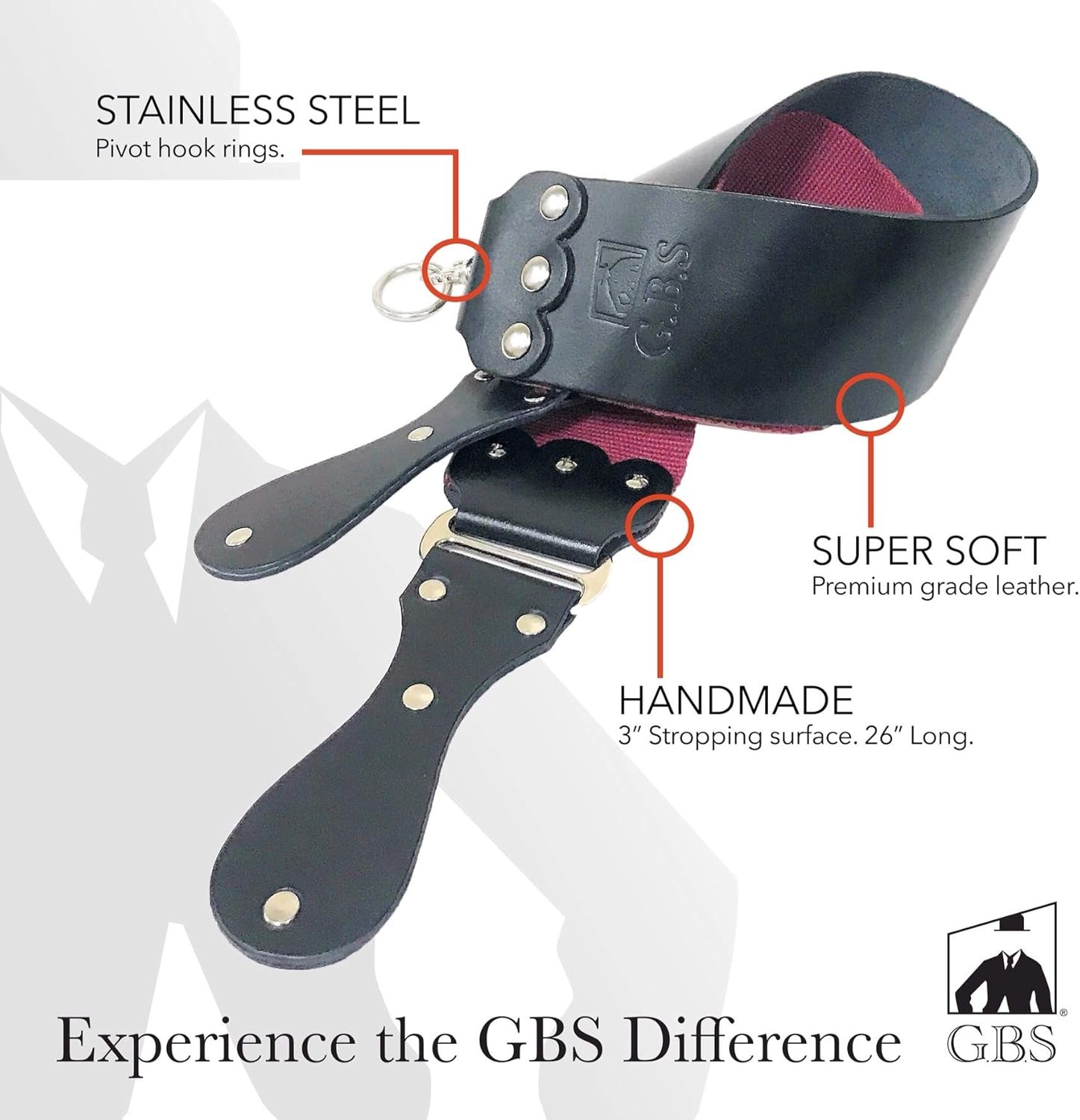 G.B.S Barber Strop, 3in by 26in Black