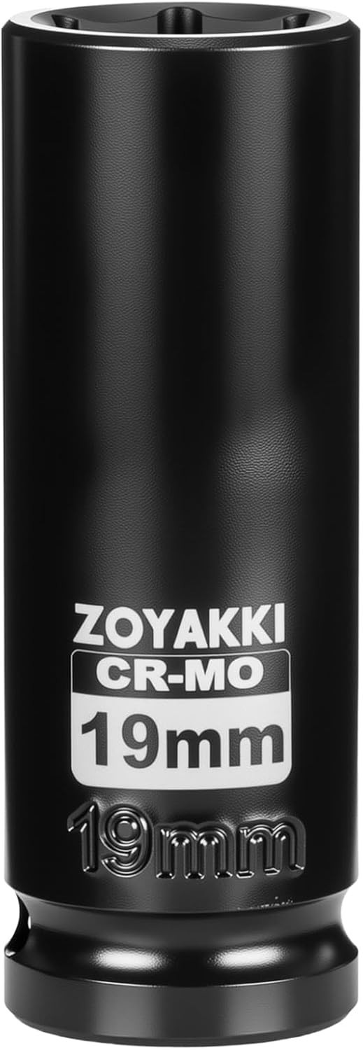 19mm 1/2" Drive Deep Socket - Chrome Molybdenum, Anti-Slip Design for Stability