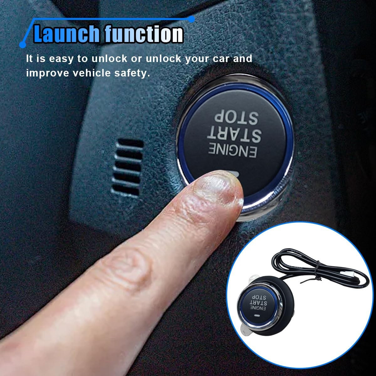 Car Push Engine Start Button Kit, Upgrade Push to Start Ignition Kit, Smart K...