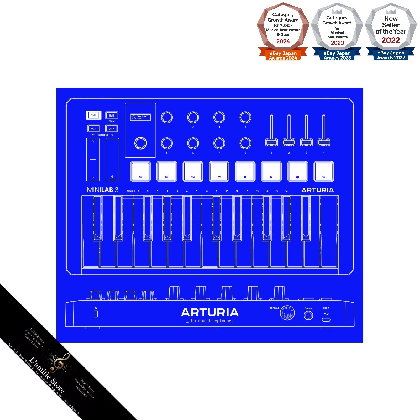 Arturia MiniLab 3 Orange ORMIDI Keyboard Controller MK3 Compact 25-Key MiniLab3