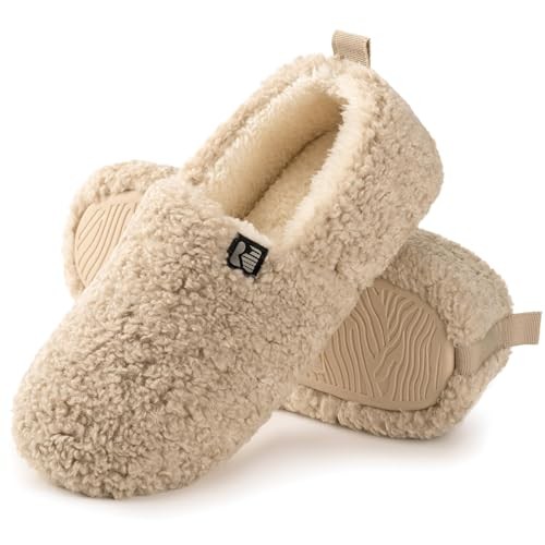Women's Faux Shearling Closed Back Slipper with Memory Foam 11 Beige