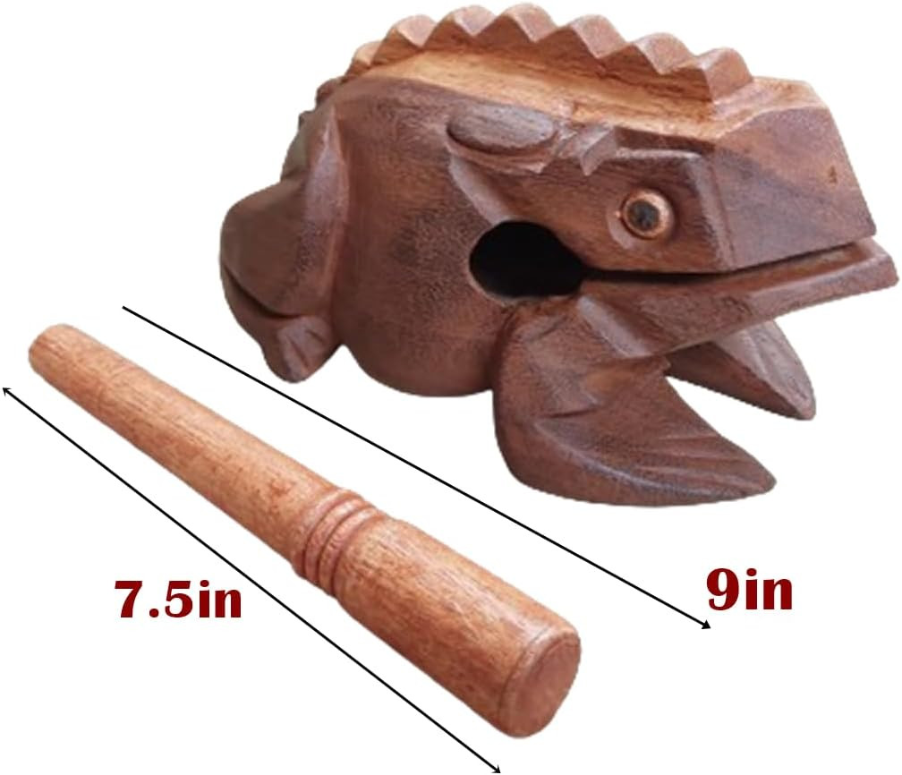 Extra Large 9" Wood Frog Guiro Rasp Percussion Instrument Tone Block Wooden Good
