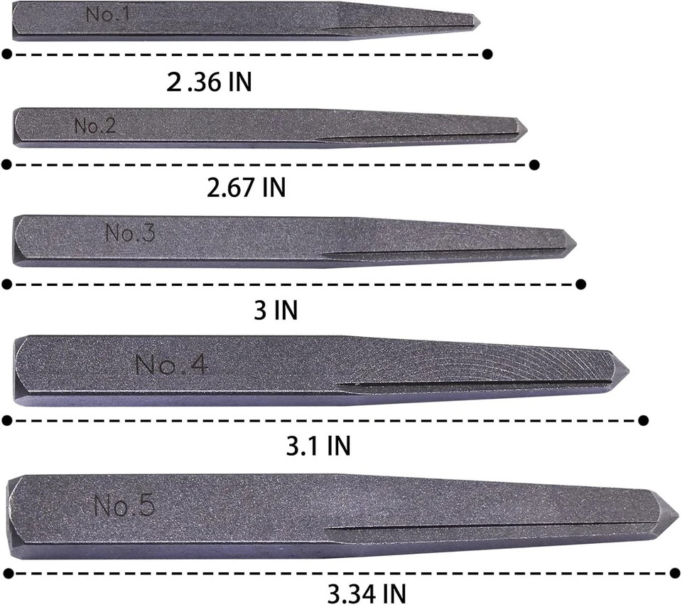 5 Pieces Easy Out Bolt Extractor Set, Straight Fluted Screw Extractor,...