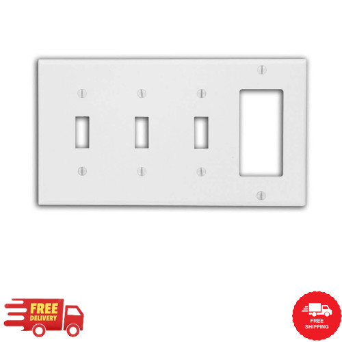 4-Gang White 3-Toggle / 1-Decora/Rocker Plastic Standard Wall Plate (1-Pack)
