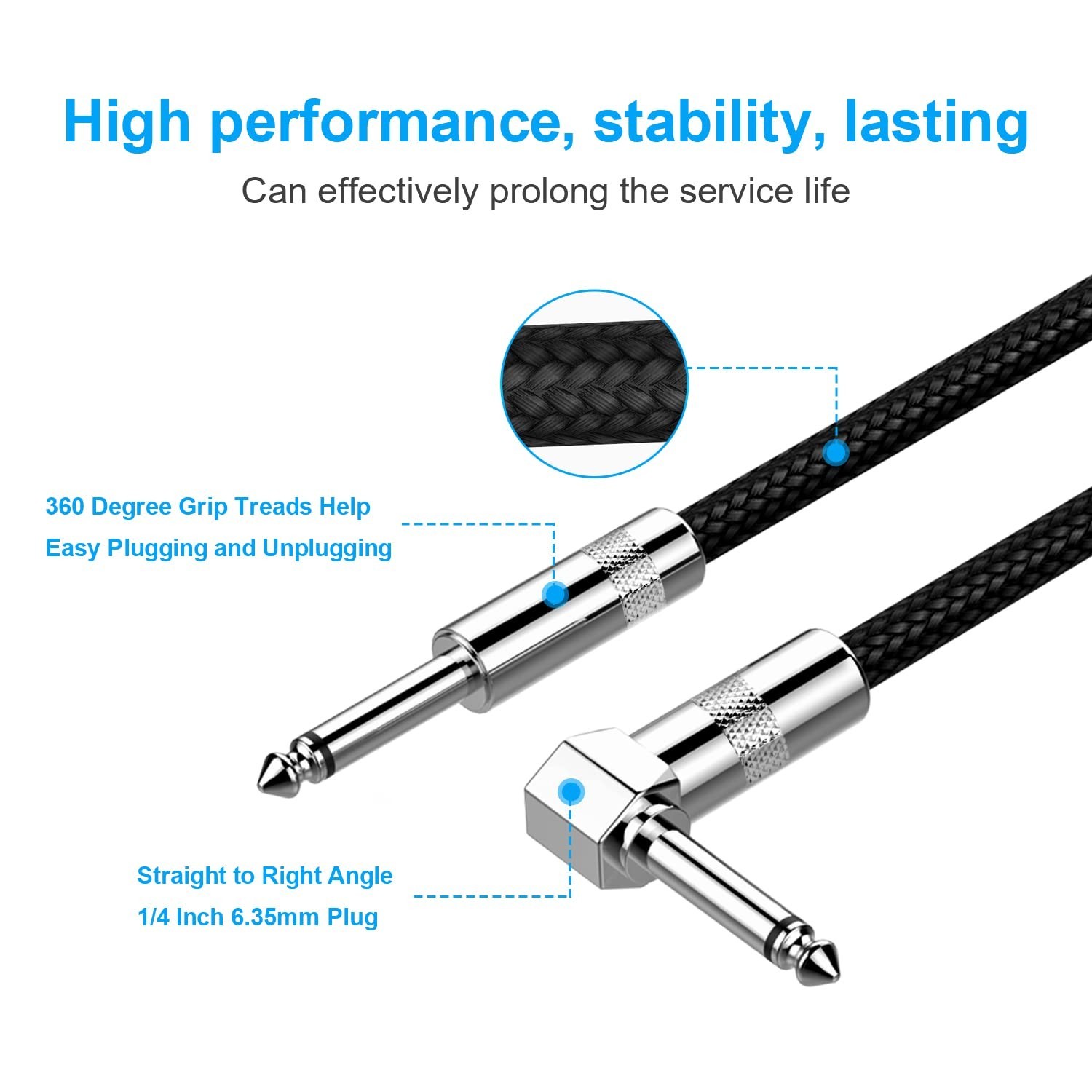 Versatile 10ft Guitar Cable - Ideal for Electric Instruments & Live Performances