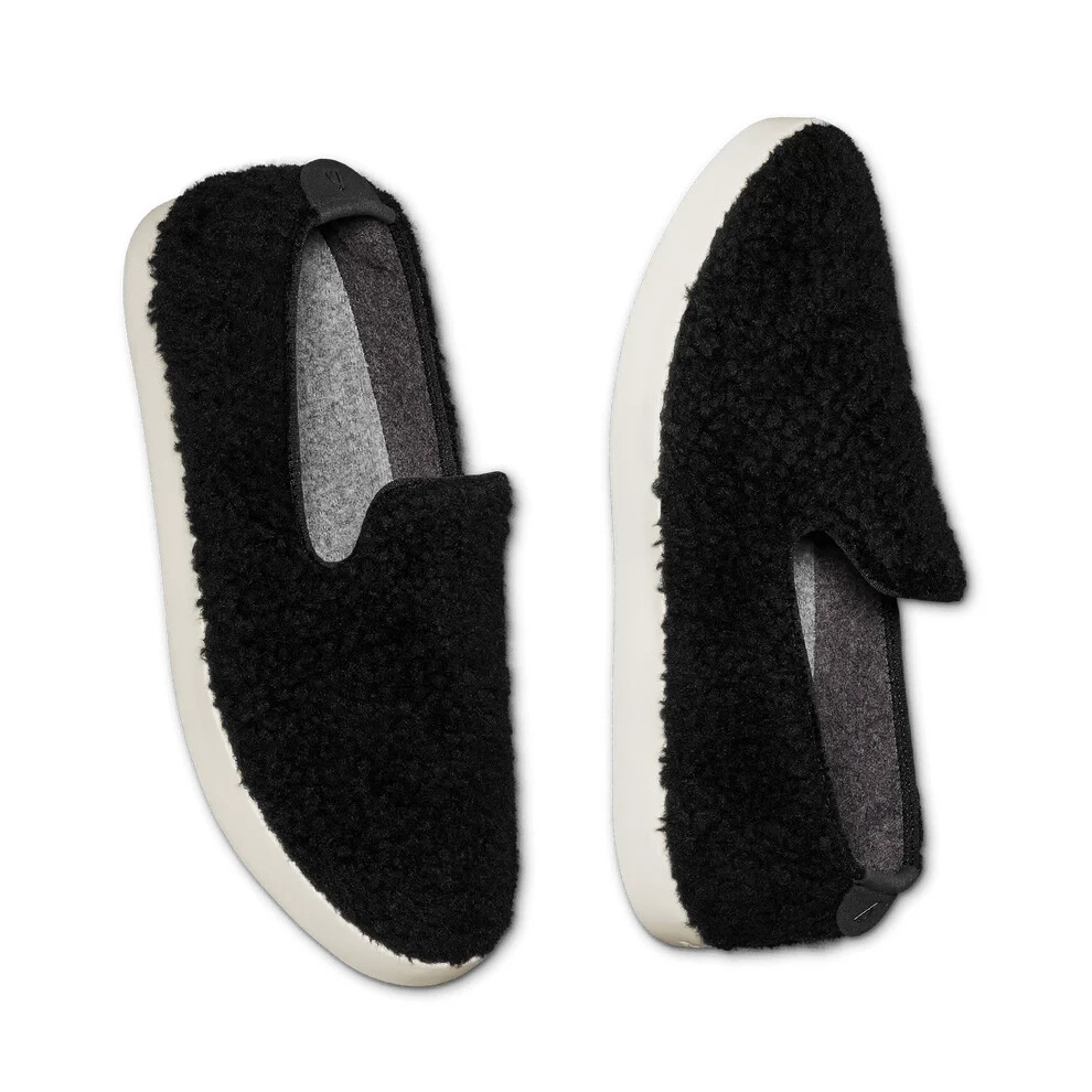 NEW ALLBIRDS WOOL LOUNGER FLUFF NATURAL BLACK SHOES SHERPA SLIP ON MENS SIZE 10