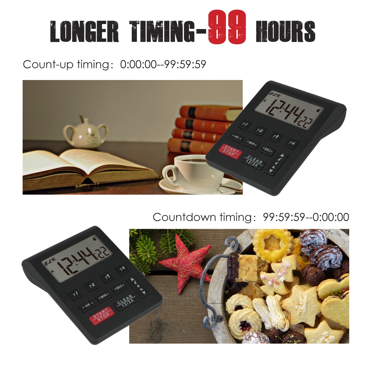 Digital Kitchen 4 Channel Timers Countdown/Count-up Clock Stopwatch Loud Alarm