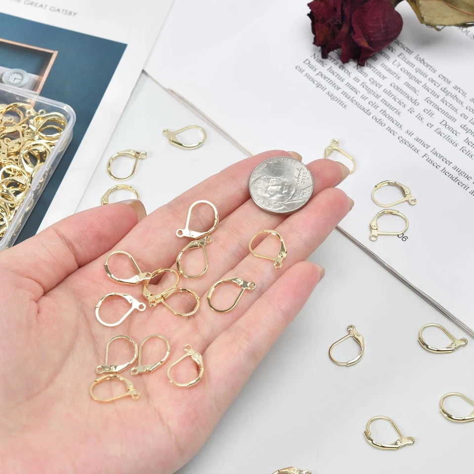 100pcs Gold Filled Leverback Earring Hooks Hypoallergenic Jewelry Making