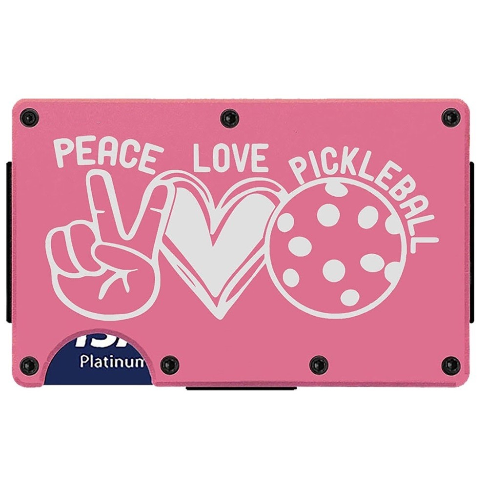 Womens Peace Love Pickleball Pink RFID Blocking Wallet Pickle Ball Gift D7