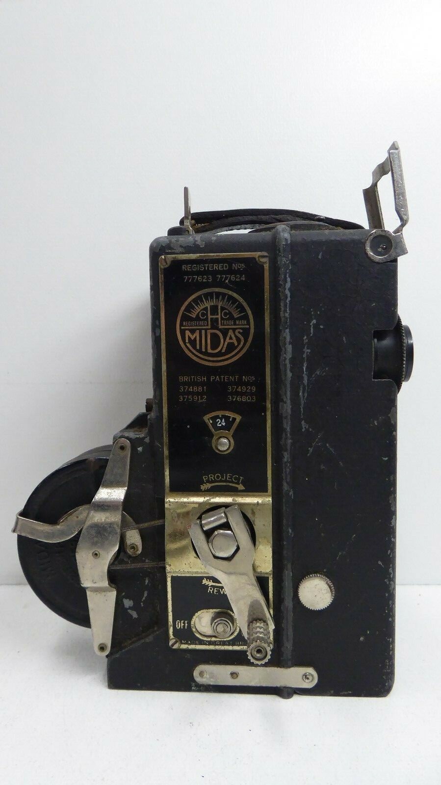 ANTIQUE FILM MOVIE PROJECTOR HAND WIND PORTABLE TAYLOR HOBSON BRITAIN