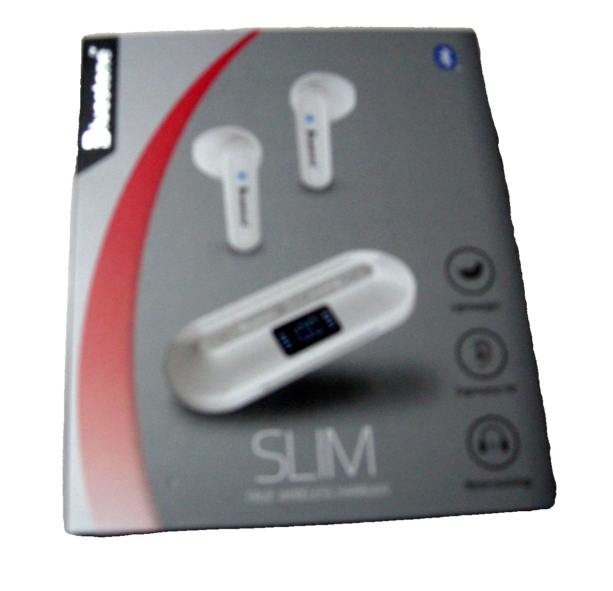 Bluestone (TM) Slim Wireless Earbuds With Charging Case, White, Brand New