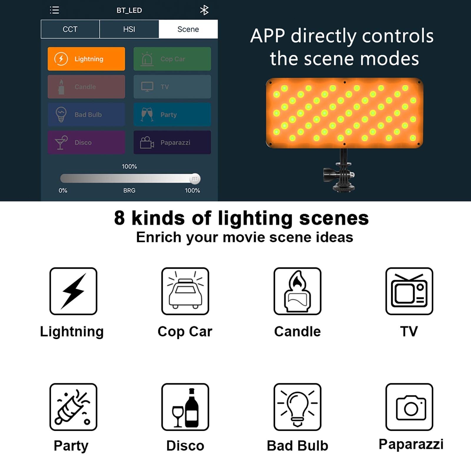 GVM On-Camera Portable RGB 162 LED Panel Video Fill Light APP Control for Camera