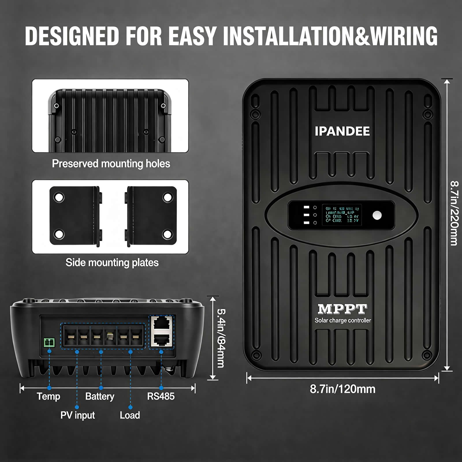 60A MPPT 12V/24V Auto Solar Charge Controller 200VDC Input Solar Panel Regulator