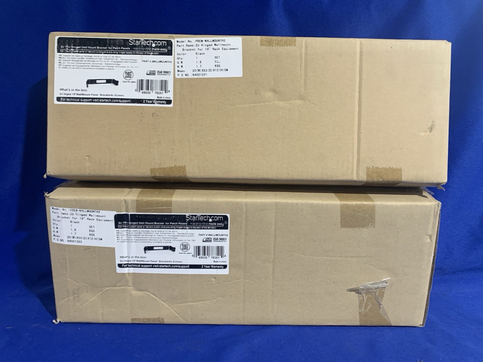 StarTech PREM-WALLMOUNTH2 2U Hinged Wallmount Bracket for 19" Rack - Lot 2 New